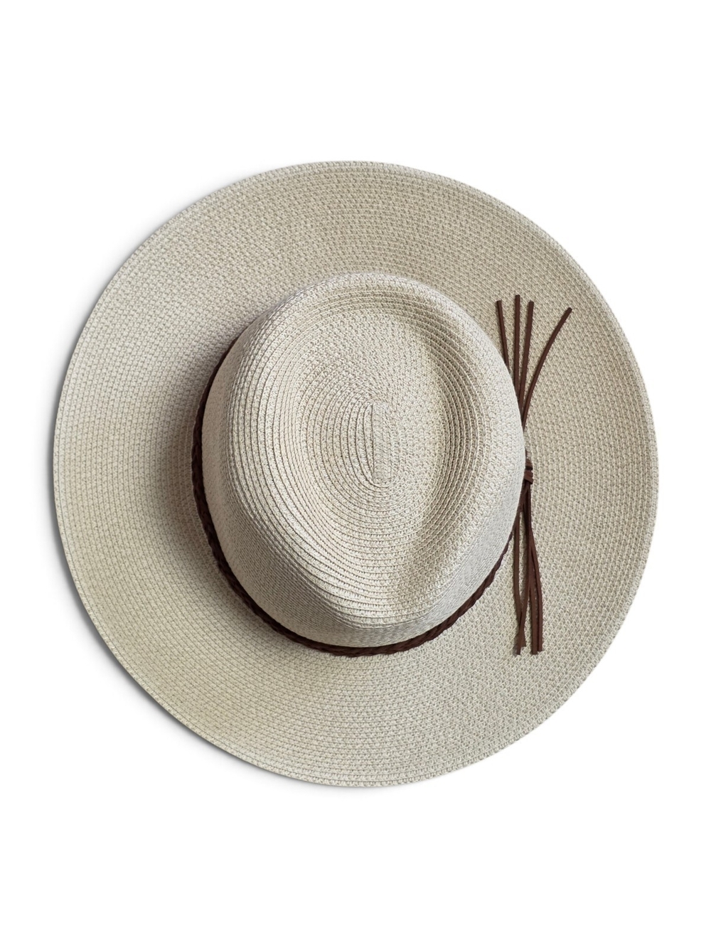 Furtalk Wide Brim Straw Sun Hat with Brown Trim